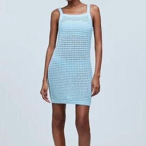 Light Blue Madewell Crochet Knit Tank Dress
